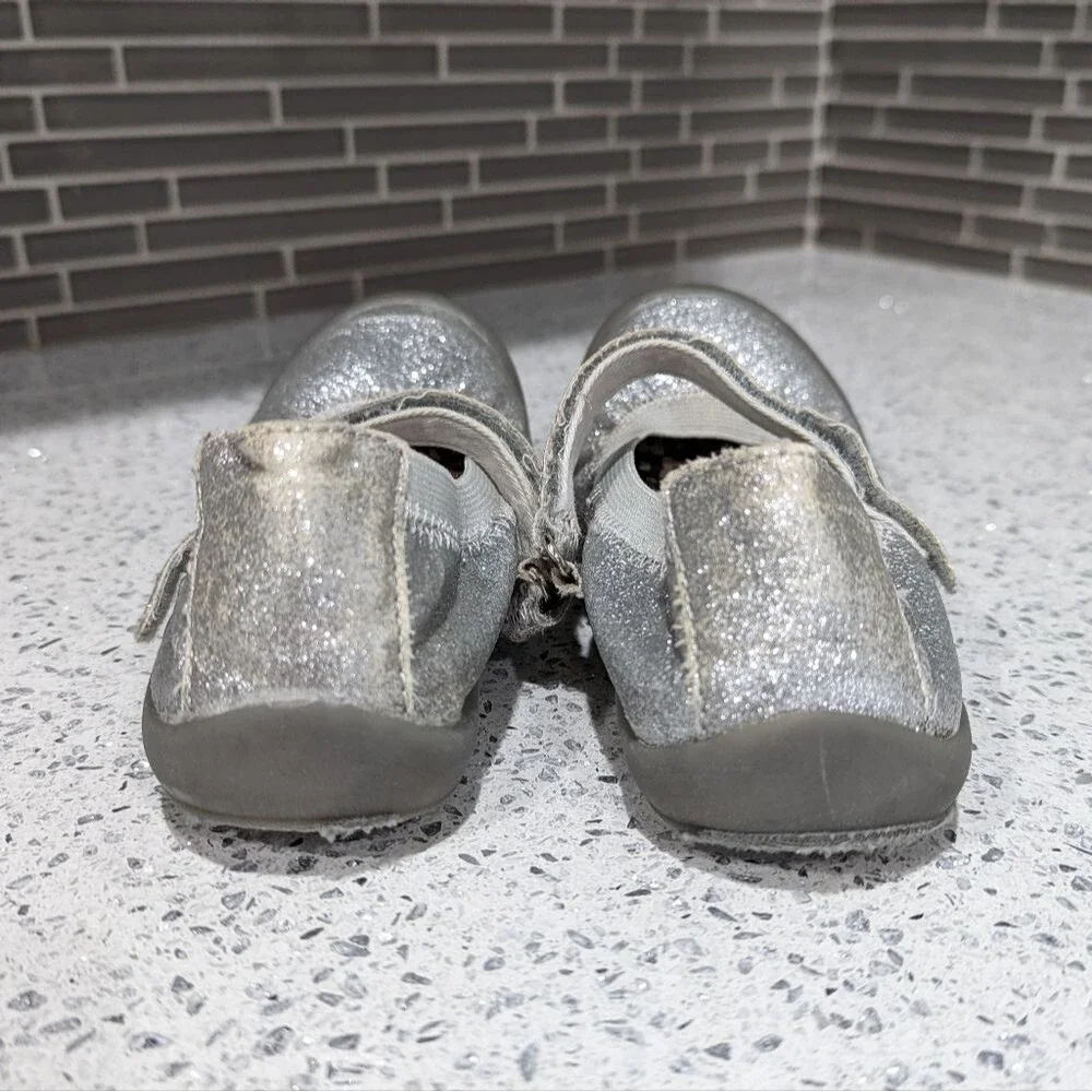 Hanna Andersson Silver Glitter Shiny Maya mary jane Elastic Flats Girls Size 13